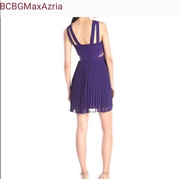 BCBG MaxAzria PlumBerry TENZIN Lace blocked pleated Dress Purple NWOT 0 - Picture 4 of 14